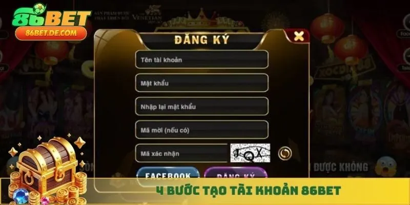 4 bước tạo tài khoản 86BET